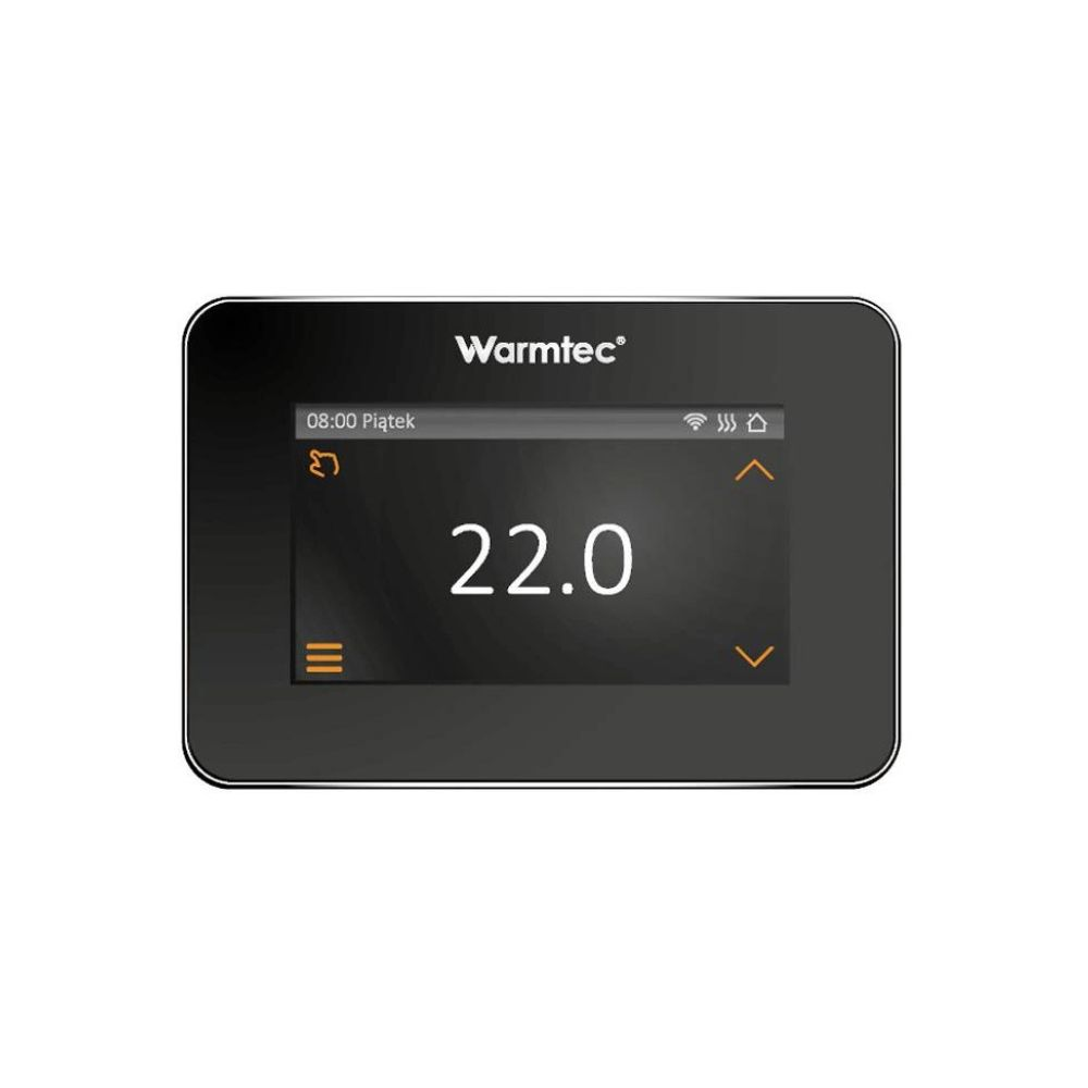 Cyfrowy termostat Warmtec pokazuje 22,0 stopnia.