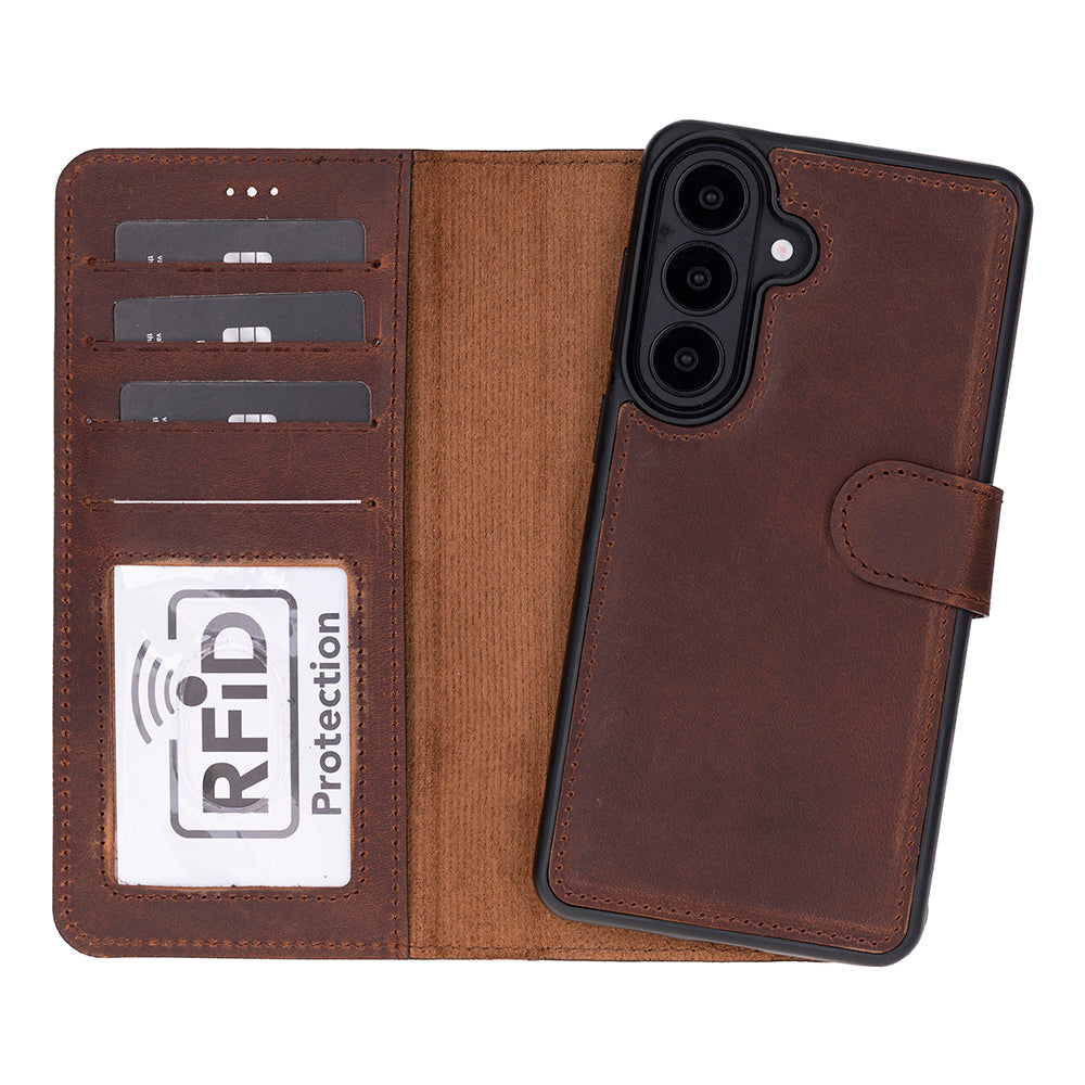 BLOOMINBAG Saddle Heritage Samsung Galaxy S26 (6.3") Uyumlu Hakiki Deri Çıkarılabilir Cüzdanlı Telefon Kılıfı Kahverengi