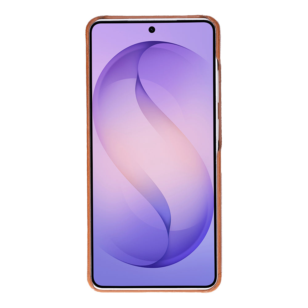 Kahverengi kenarlı ve mor soyut duvar kağıtlı akıllı telefon.