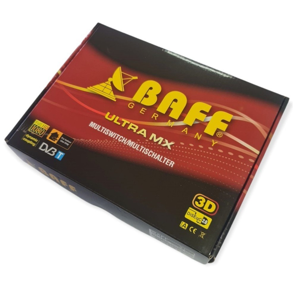 BAFF Ultra MX Multiswitch ambalajı. Kırmızı vurgular ve logo ile siyah.