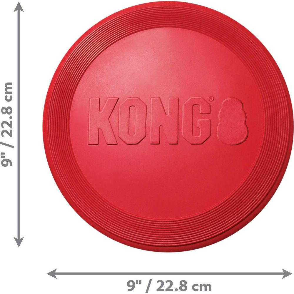 Rote KONG-Frisbee mit Maßen 9 Zoll/22.8 cm.