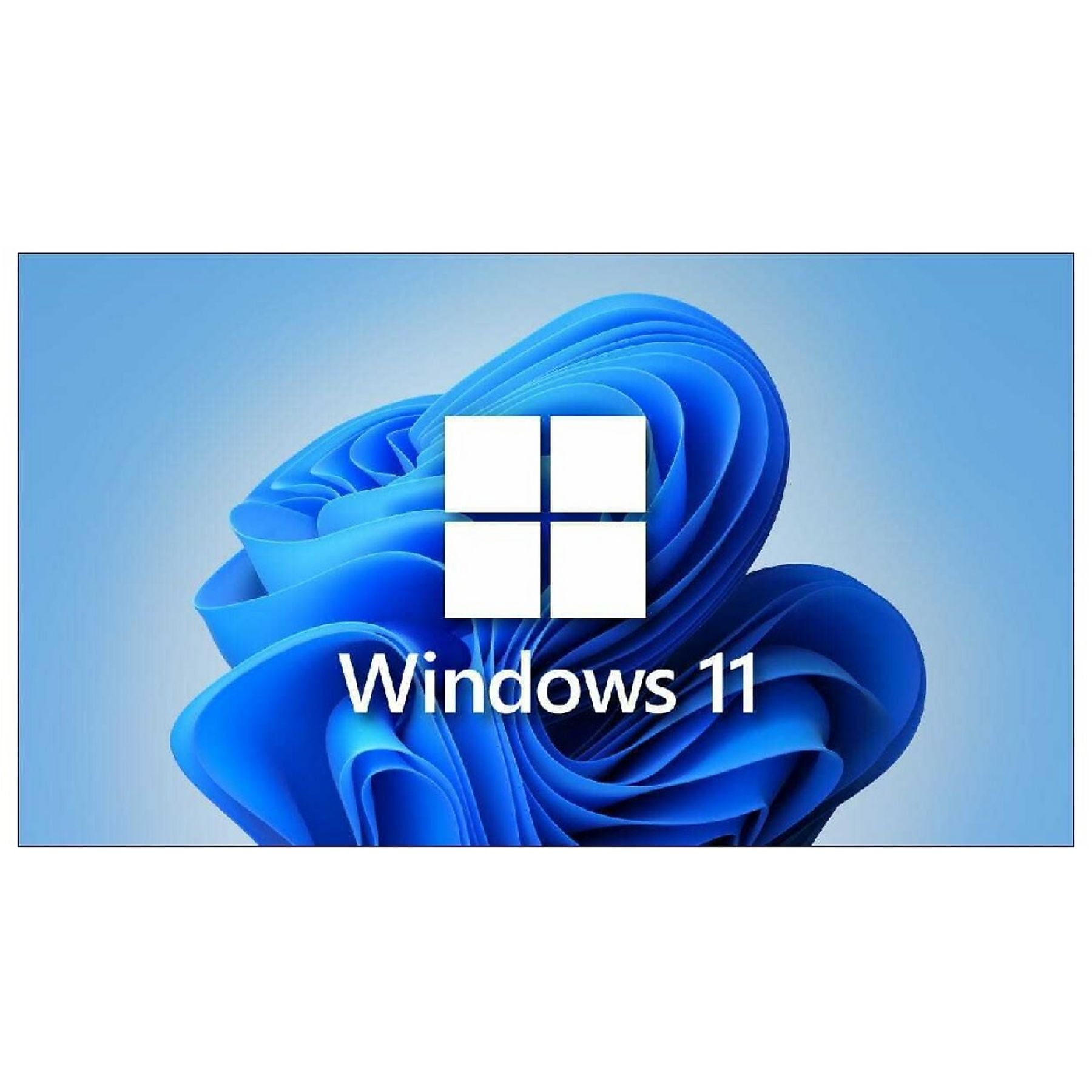 Windows 11 Logo auf blauem Hintergrund mit Wellenmuster.