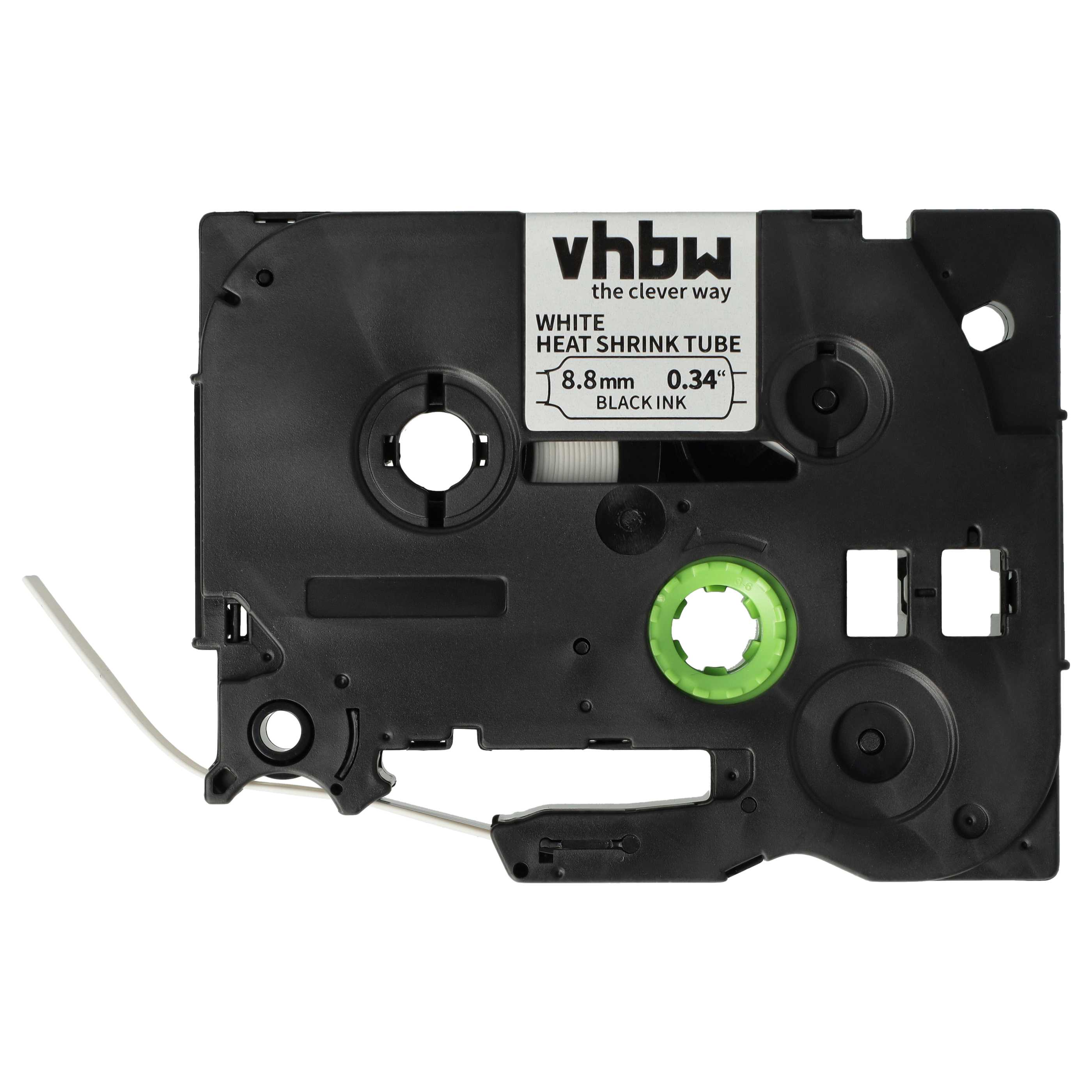 Schwarze Kassette für weiße Schrumpfschläuche mit schwarzer Schrift.