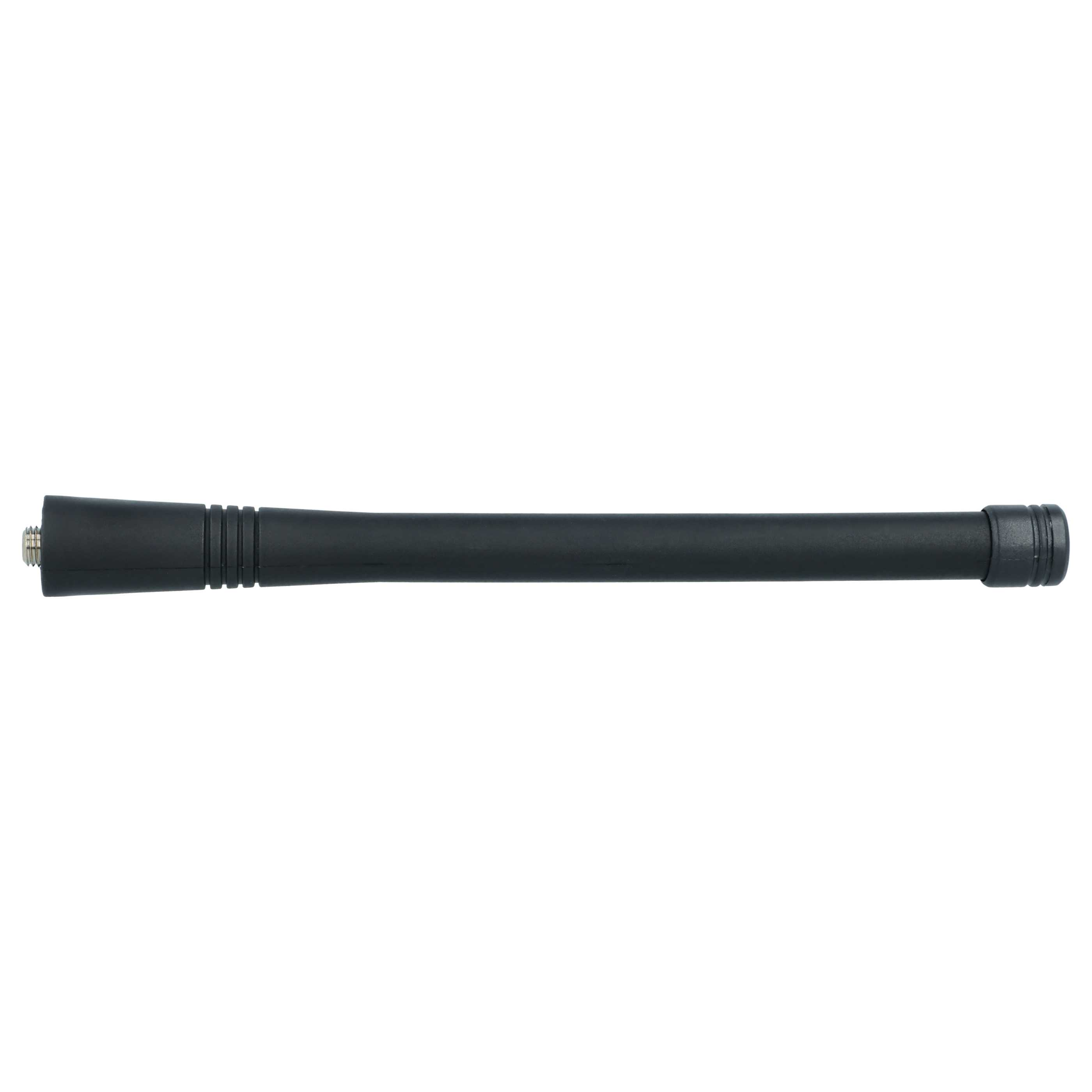 Schwarze Antenne mit Gewindeanschluss und Rillen am Griff.