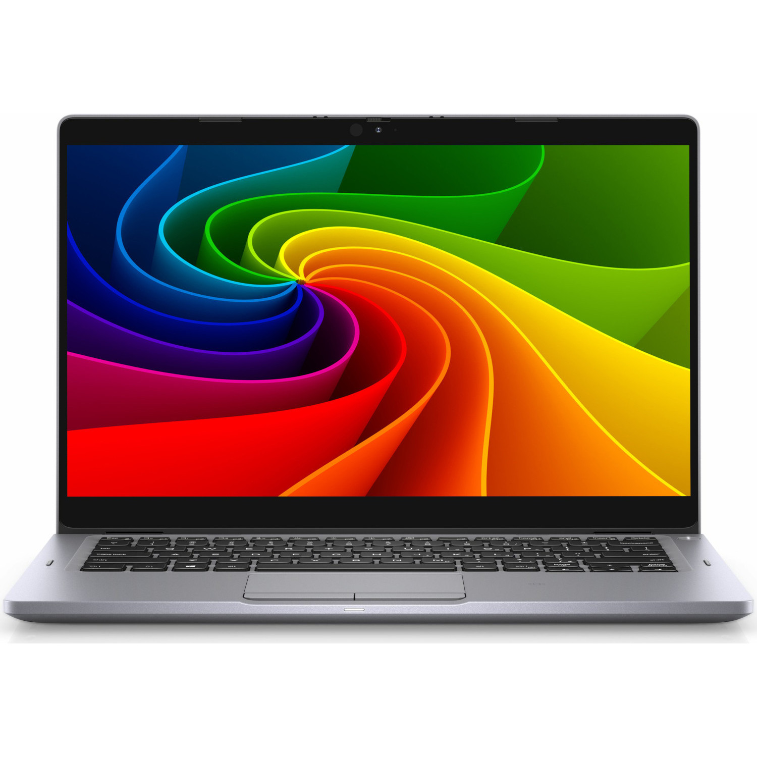 Ein Laptop mit einem bunten, wirbelnden Hintergrundbild auf dem Bildschirm.