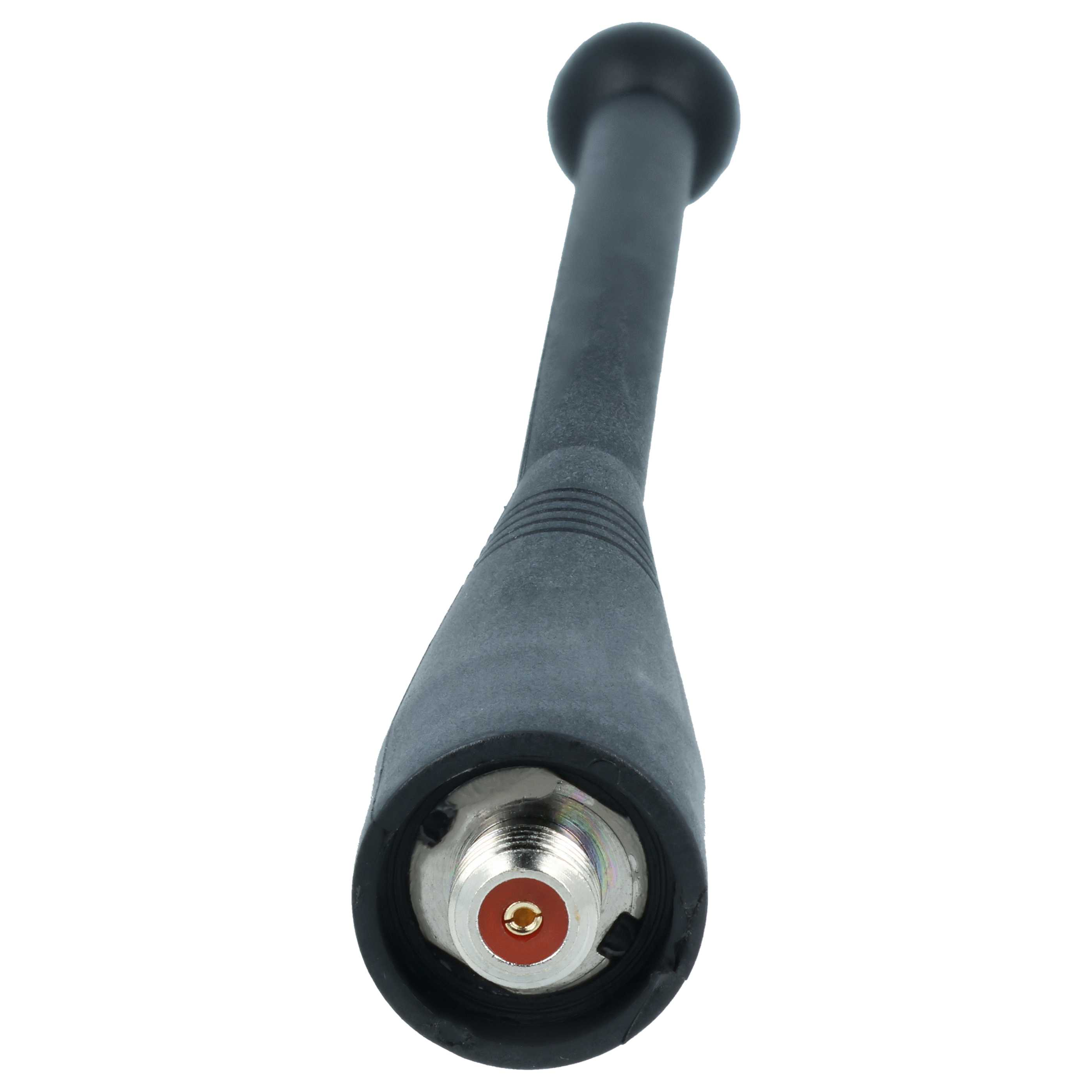 Schwarze Antenne mit Schraubanschluss und rotem Mittelstift.