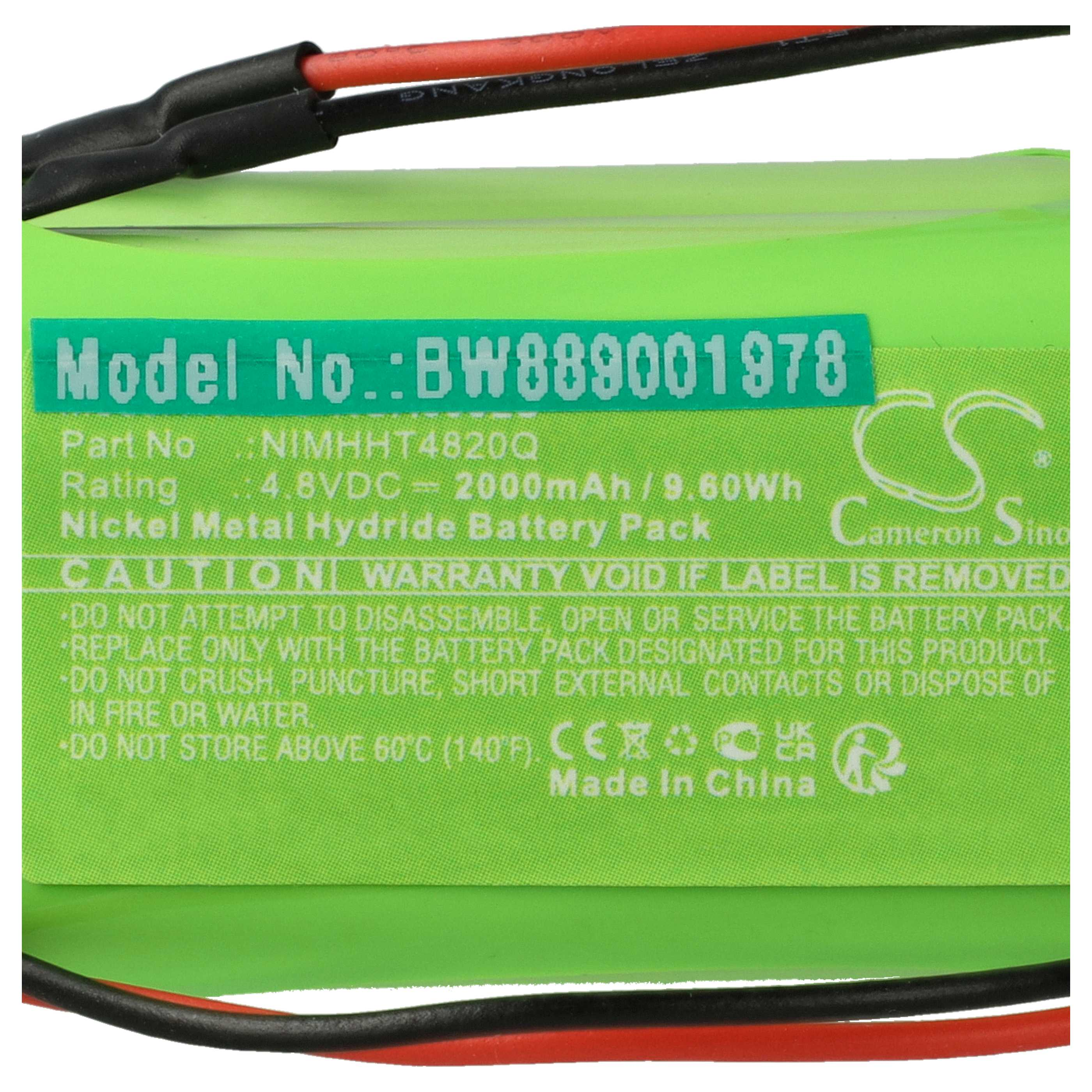 Grüne Batteriepack, Model BW889001978, 4.8VDC, 2000mAh, mit Kabeln.