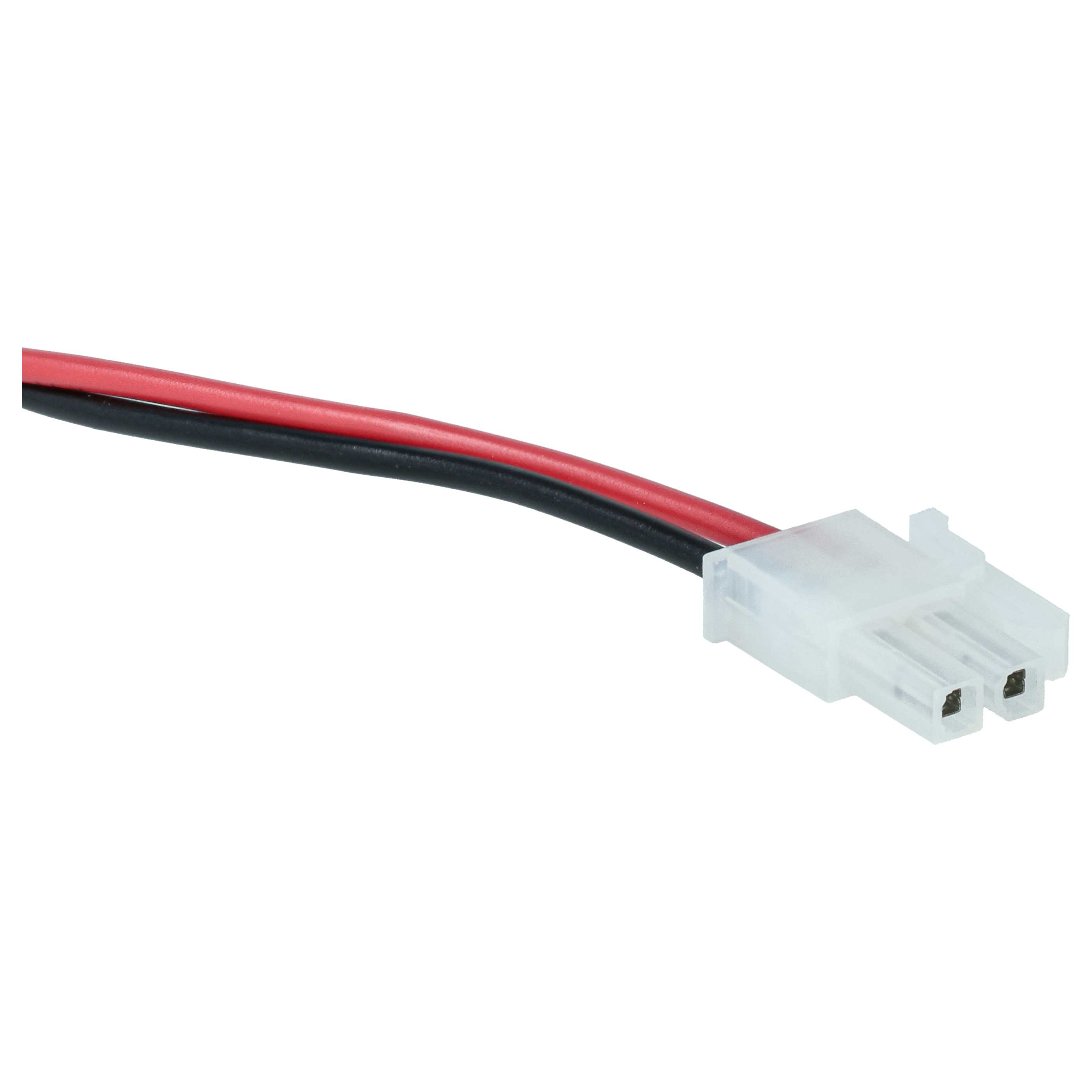 Rotes und schwarzes Kabel mit weißem 2-poligem Stecker.