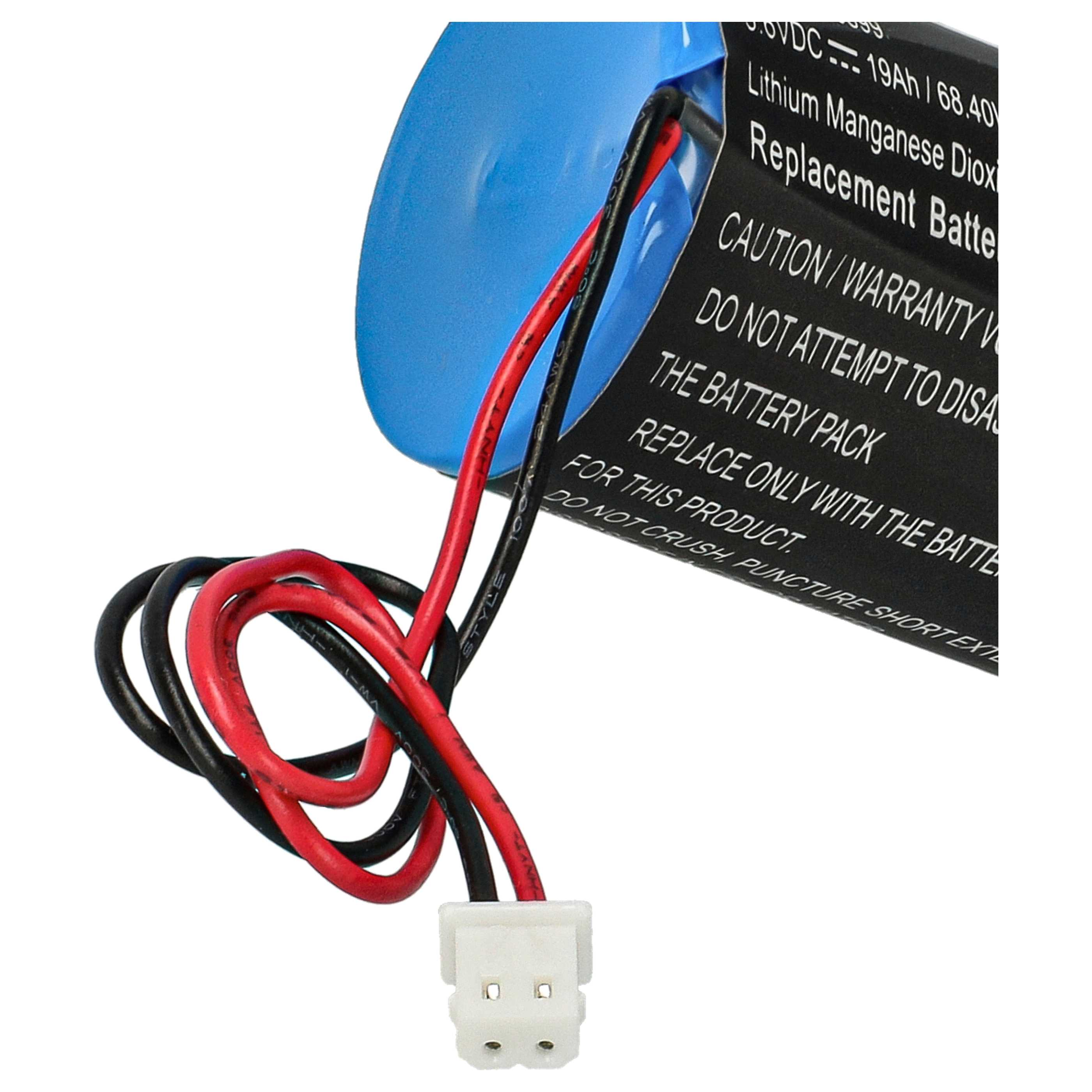Lithium-Manganoxid-Batteriepack mit roten und schwarzen Kabeln und weißem Stecker.