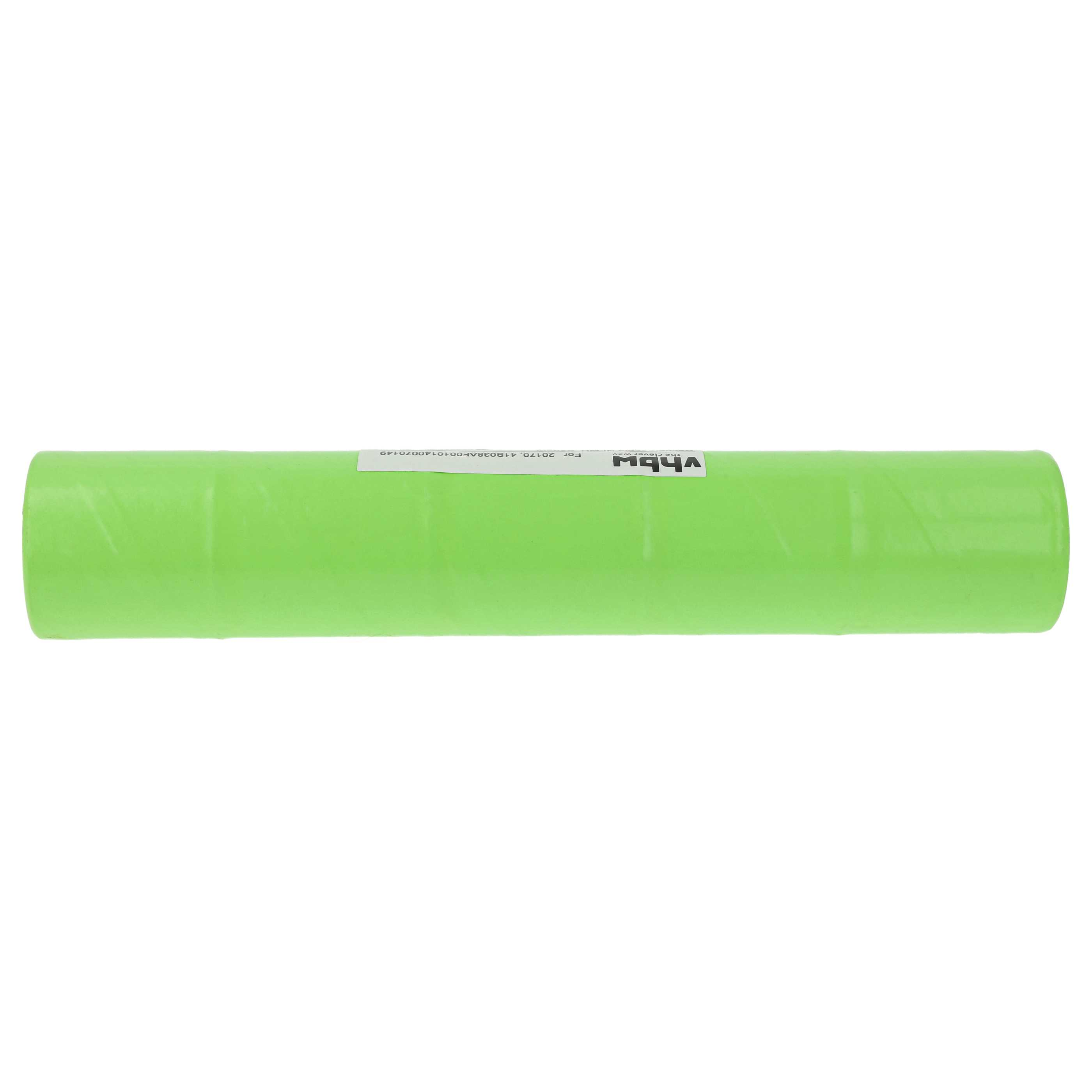 Eine grüne zylindrische Batterie mit Aufdruck und Firmenlogo.