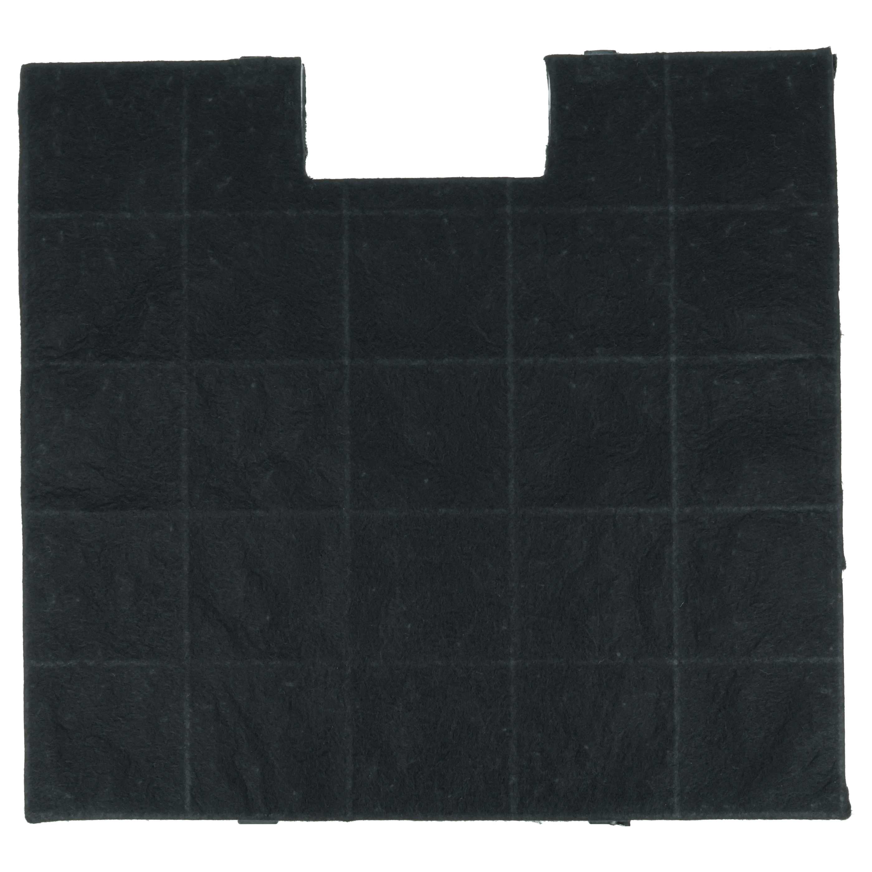 Ein schwarzer rechteckiger Filter mit einem U-förmigen Ausschnitt oben.