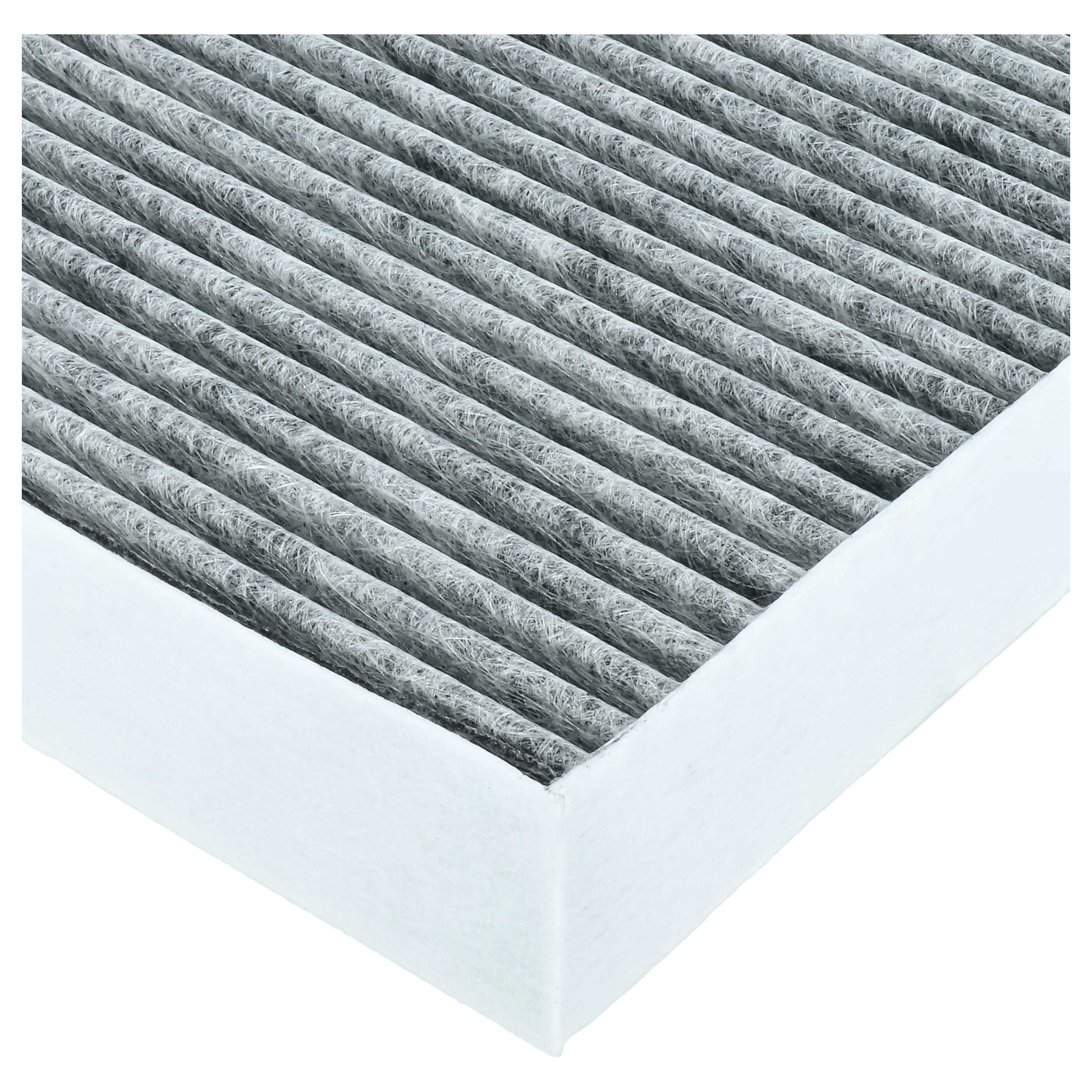 Grauer Filter mit weißen Kanten, detaillierte Fasern in parallelen Linien.