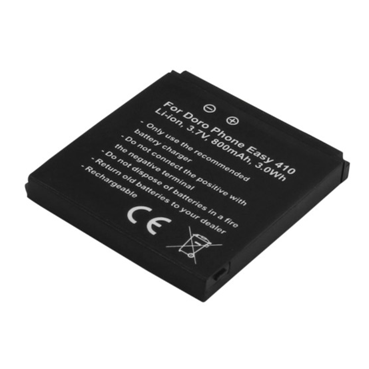 Batteria nera Li-ion per Doro Phone Easy 410, 3,7V, 800mAh.