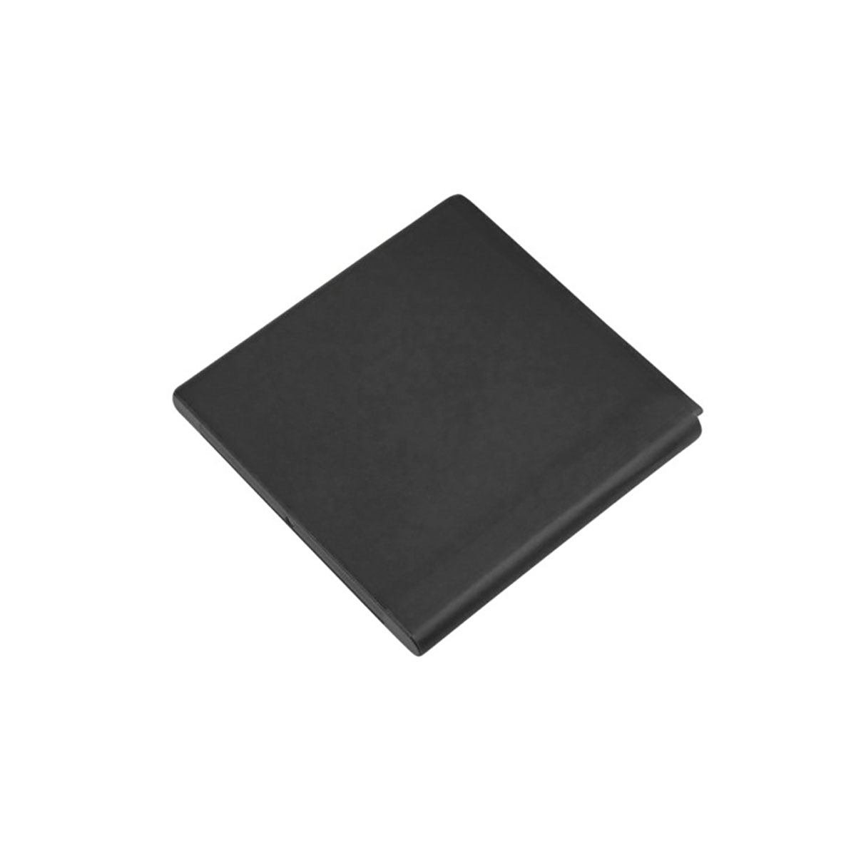 Un cuaderno negro cerrado sobre un fondo blanco.