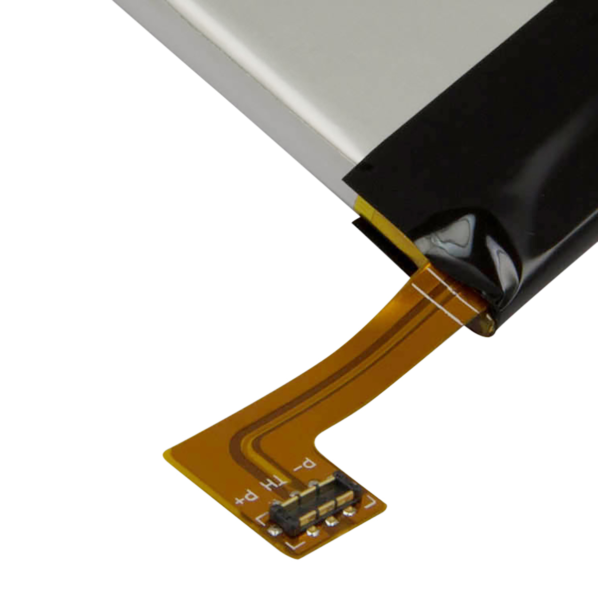 Parte de una batería con un cable conector flexible y terminales.