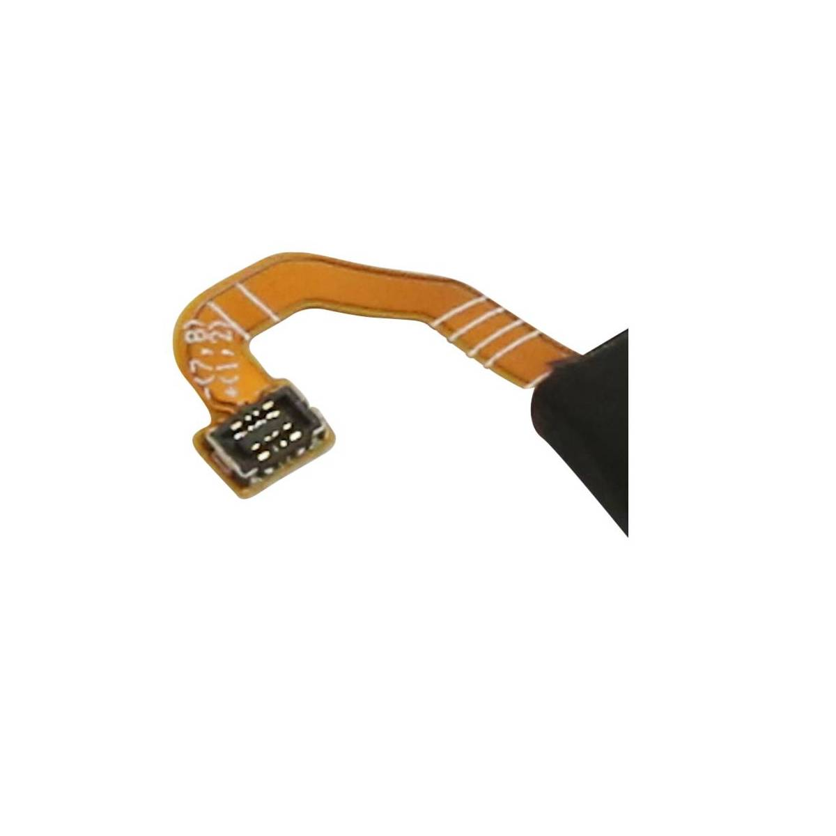 Un cavo piatto flessibile arancione con connettore rettangolare.