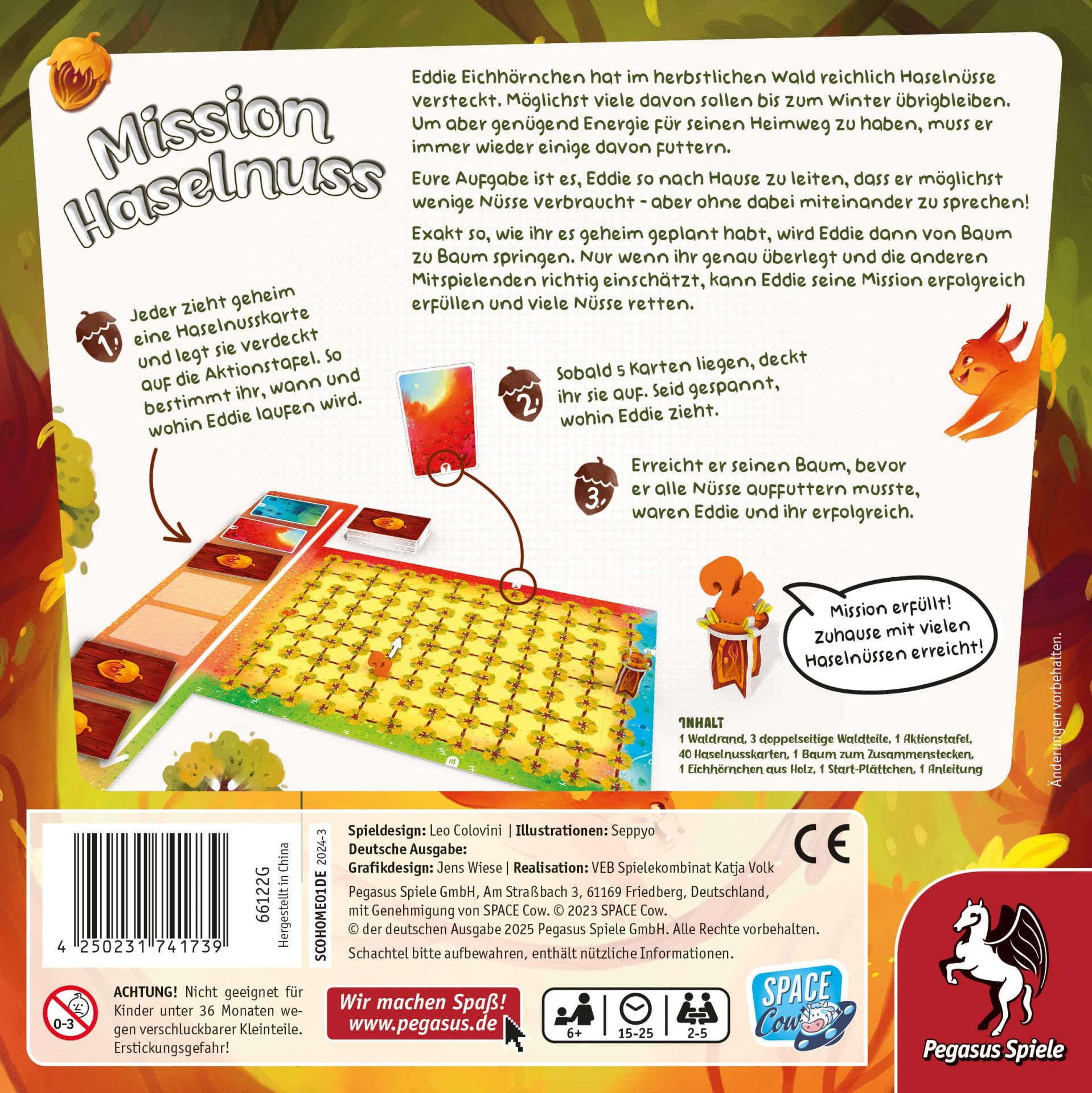Gioco da tavolo Missione Nocciola: Eddie lo scoiattolo raccoglie noci.