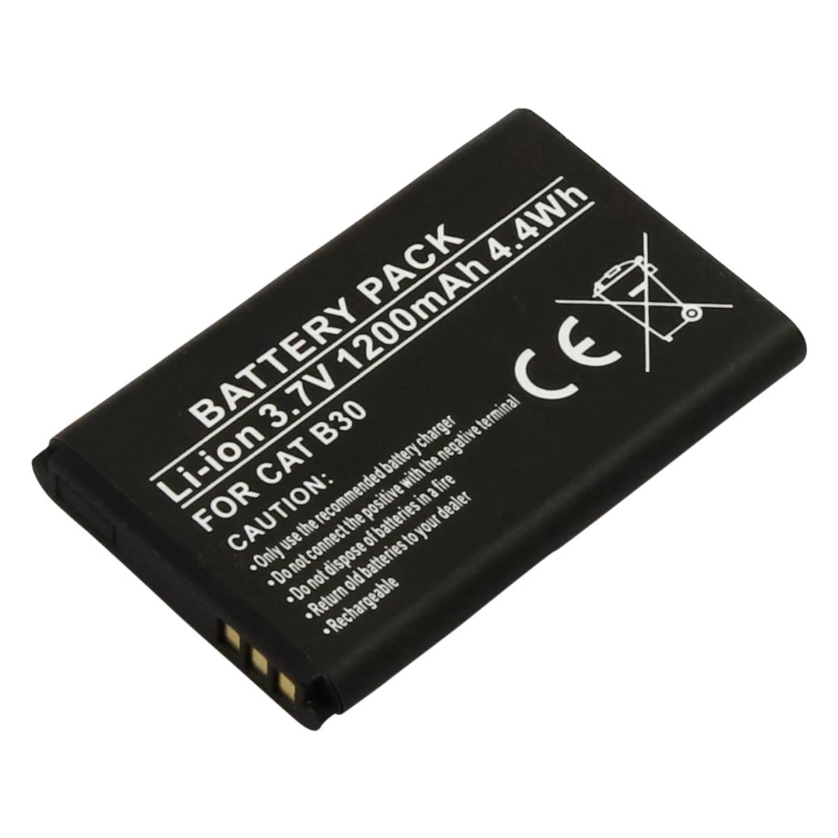Batteria nera per CAT B30, 3,7V 1200mAh, con marchio CE.