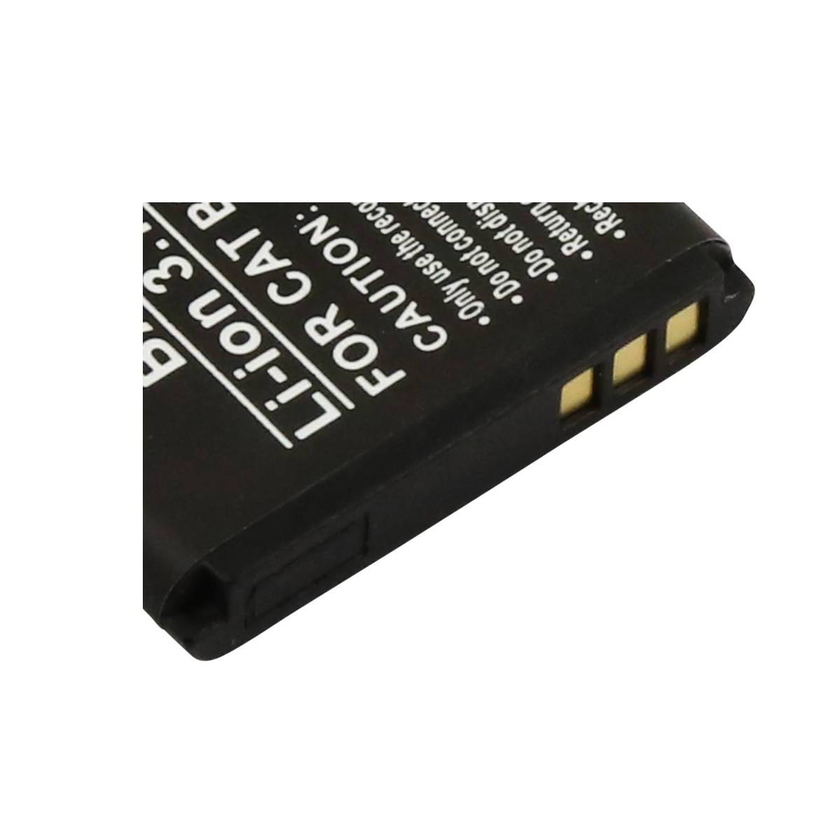 Batteria Li-ion nera con testo bianco 'CAUTION' e contatti.