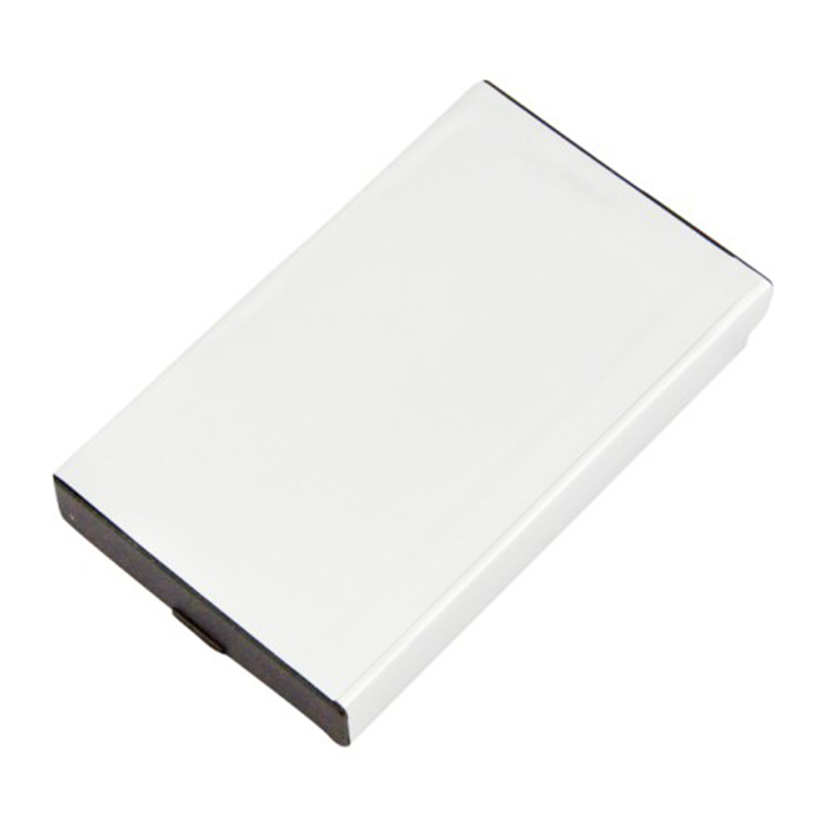Un objeto rectangular blanco con borde negro, aislado sobre fondo blanco.