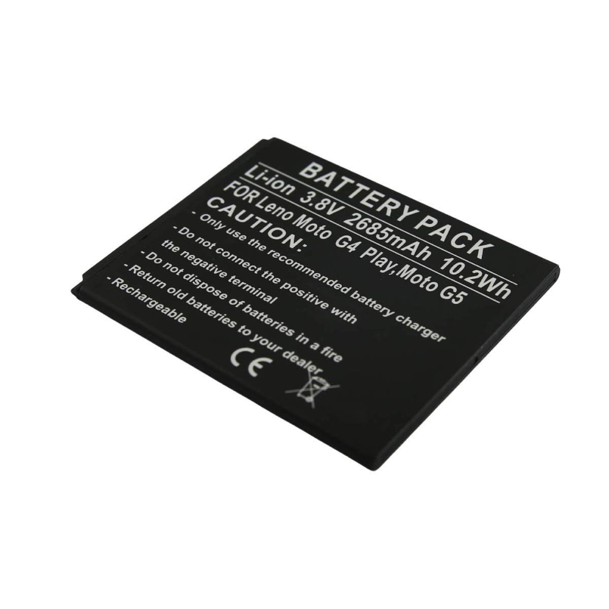 Batteria nera con testo bianco: Li-ion 3.8V 2685mAh 10.2Wh, per Moto G4/G5.