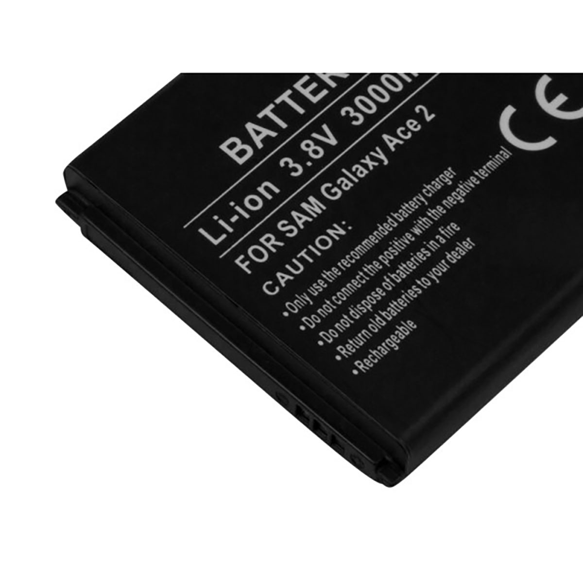 Batteria nera Li-ion per Samsung Galaxy Ace 2, 3.8V, 3000mAh.