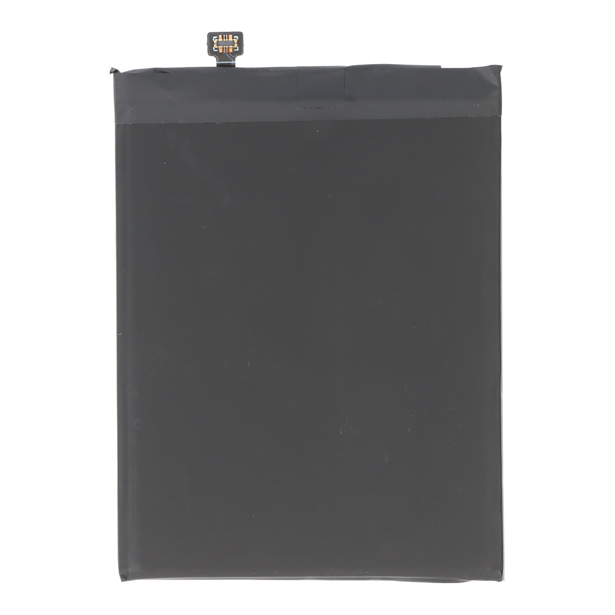 Una batteria rettangolare nera con un piccolo cavo di collegamento in alto.