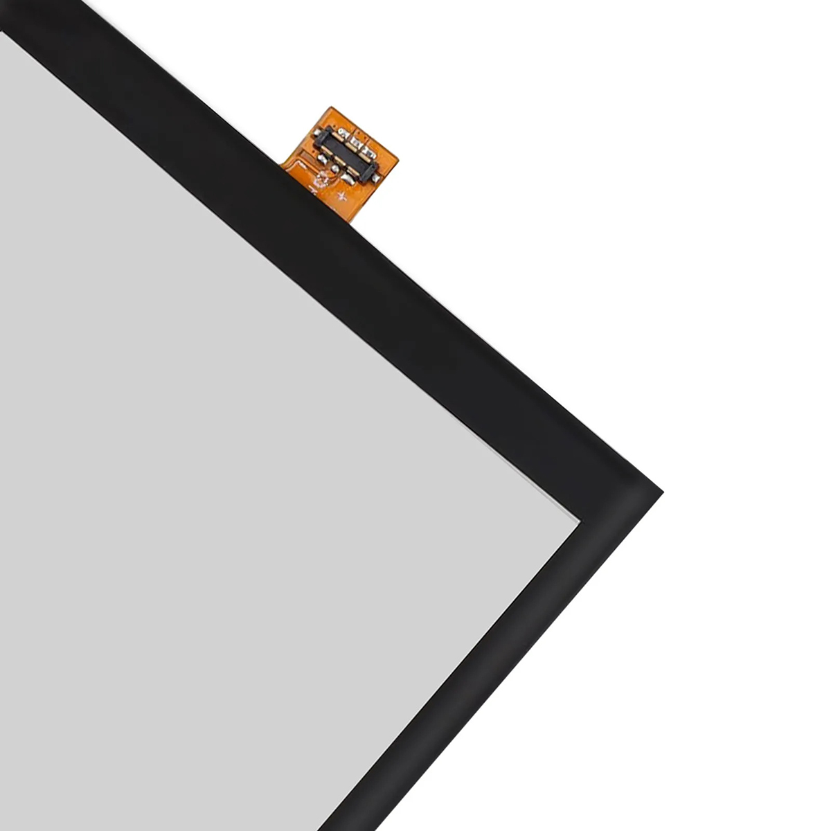 Parte de una pantalla con borde negro y un pequeño conector.