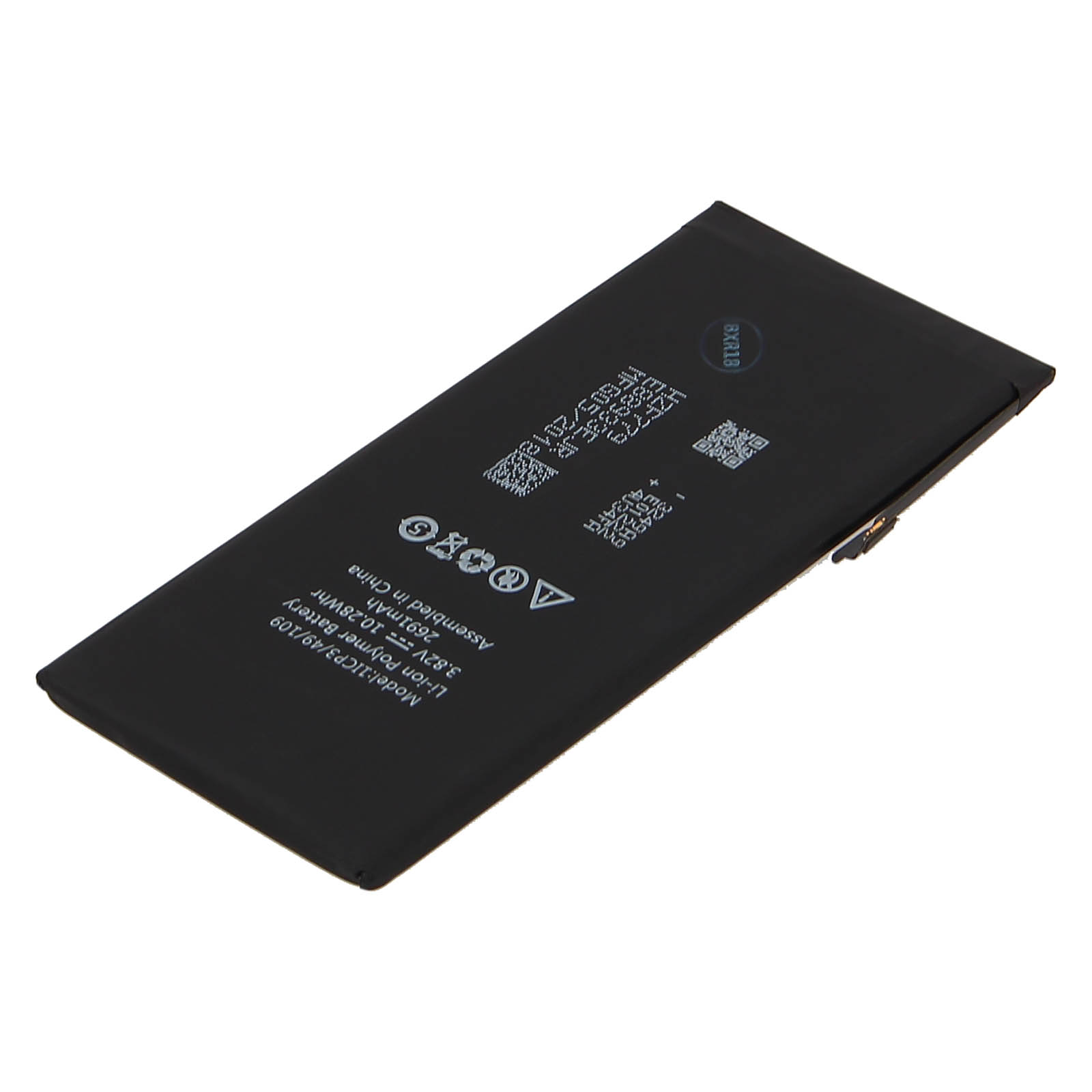 Batteria polimeri Li-ion nera, modello: 1ICP3/49/109, 3.82V, 2691mAh, assemblata in Cina.