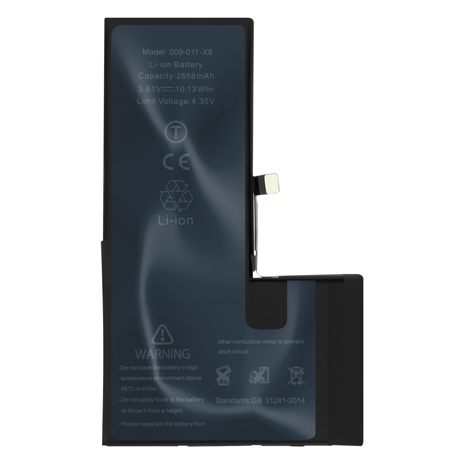 Batteria Li-ion modello 009-011-XS, 2658mAh, 3.81V, 10.13 Whr. Avvertenze.