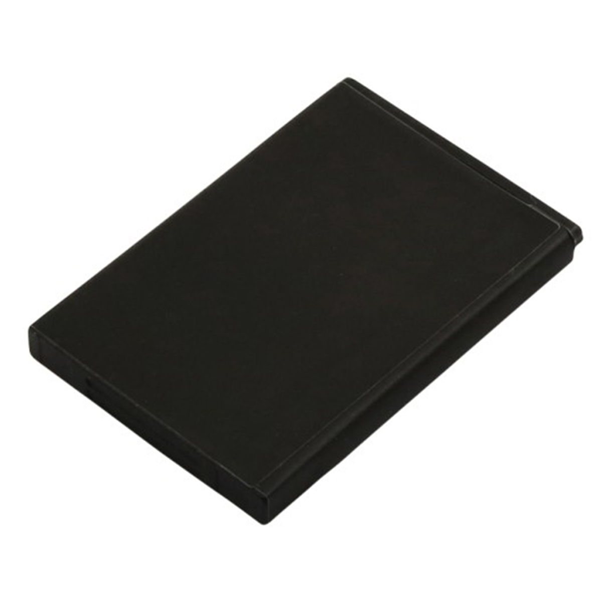 Un objeto rectangular negro que parece una batería o un pequeño componente electrónico.