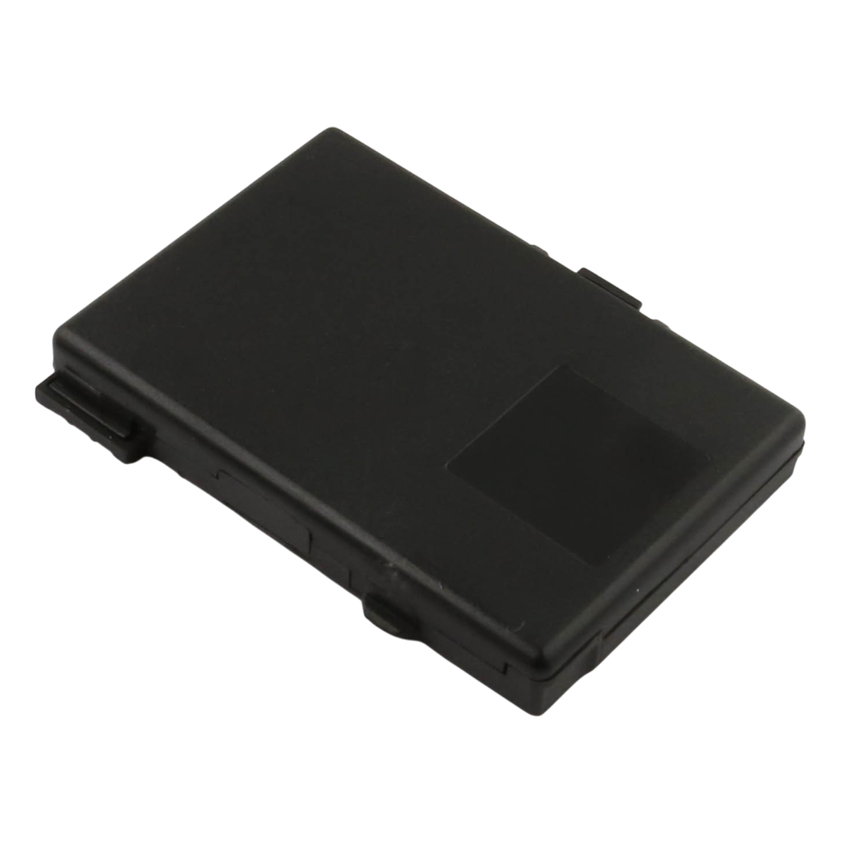 Caja rectangular negra con cierres a presión en los lados.