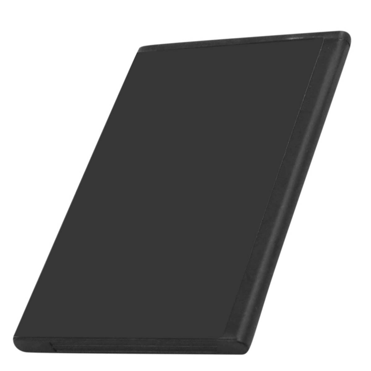 Una batteria nera rettangolare su sfondo bianco.