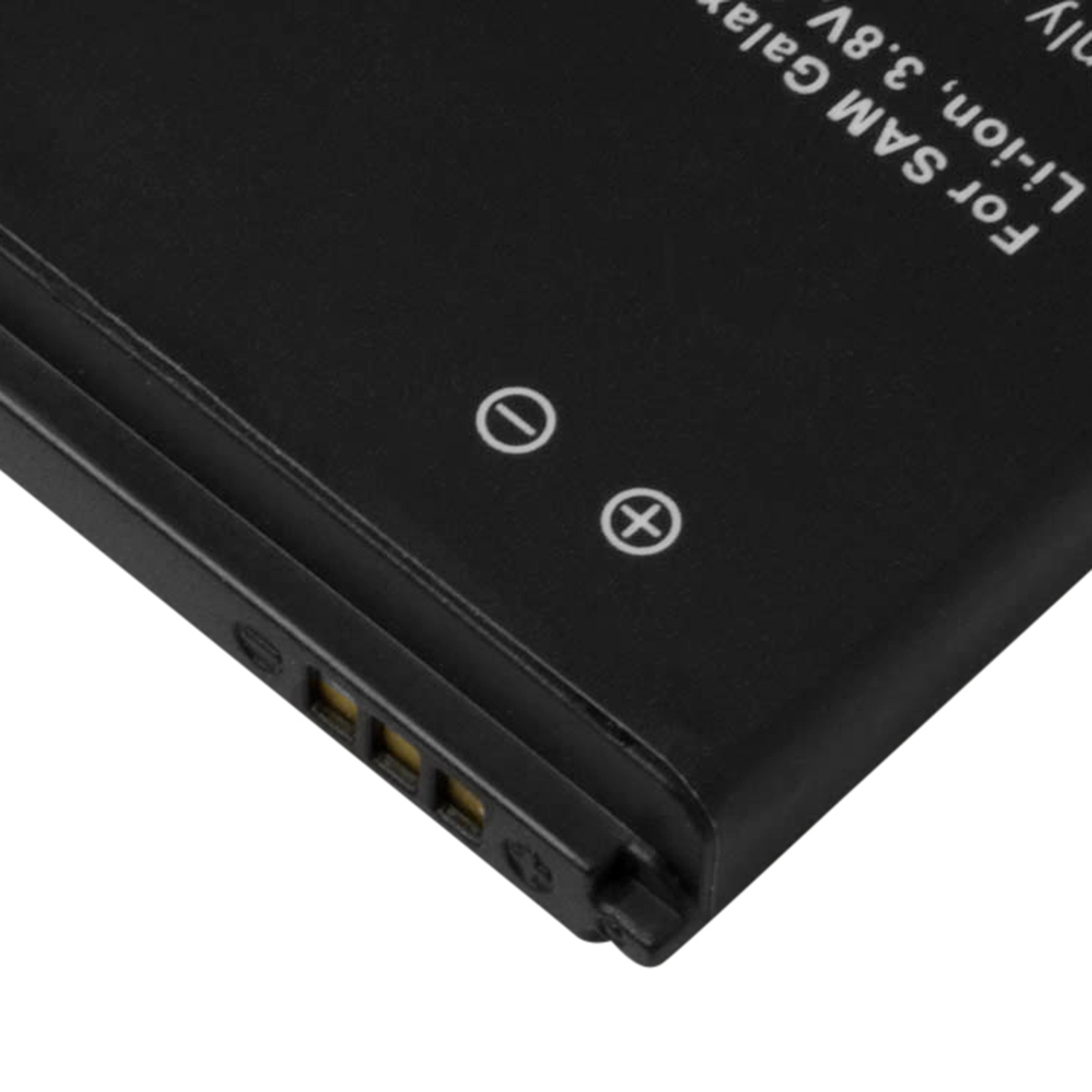 Batteria nera per Samsung Galaxy con simboli e contatti.