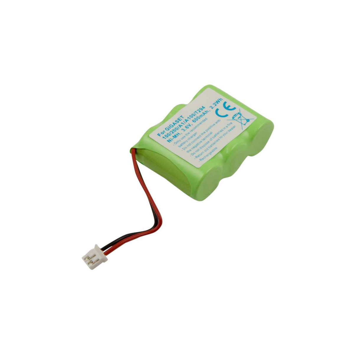 Grüner Ni-MH-Akkupack für Gigaset-Telefone, 3,6V, 600mAh, mit Kabeln.