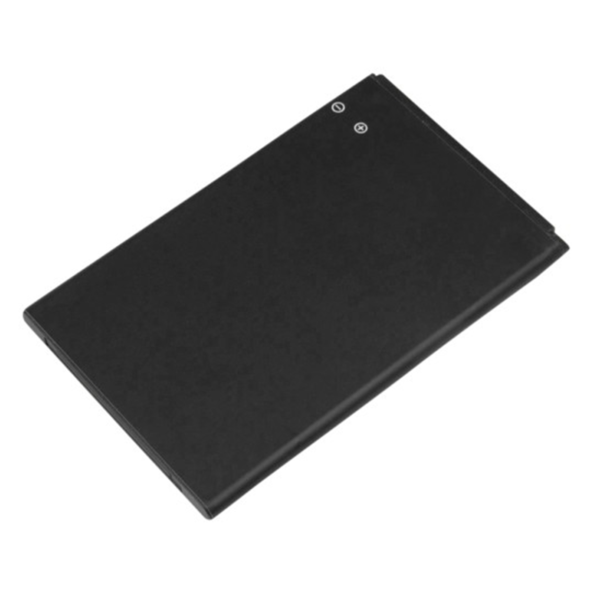 Batería rectangular negra con dos símbolos arriba.