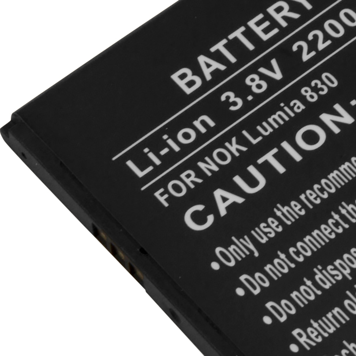 Batteria nera Li-ion per Nokia Lumia 830, 3.8V 2200mAh.