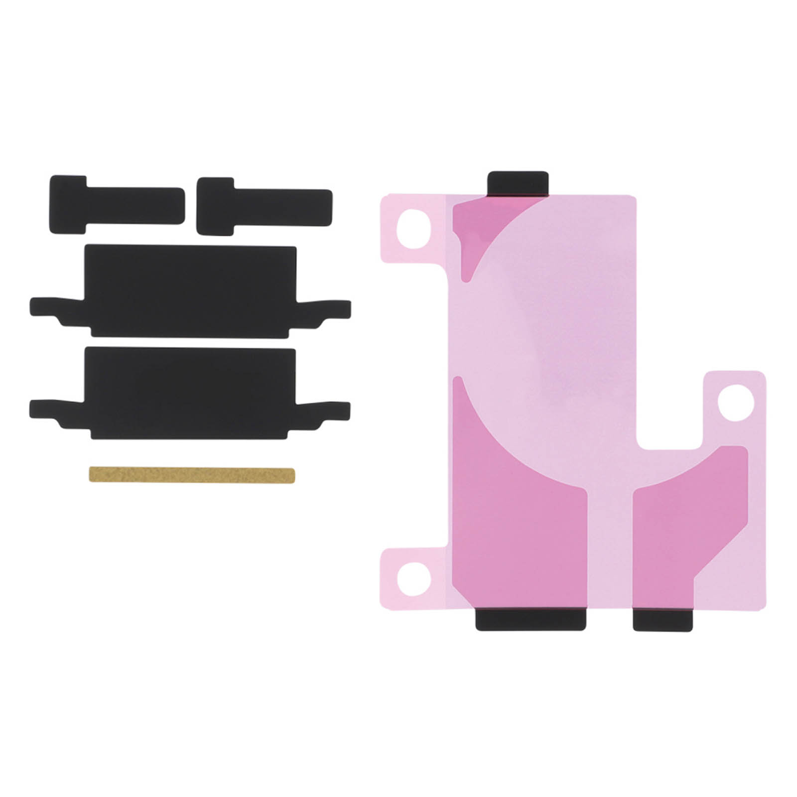 Schwarze und rosa Klebestreifen auf weißem Hintergrund.