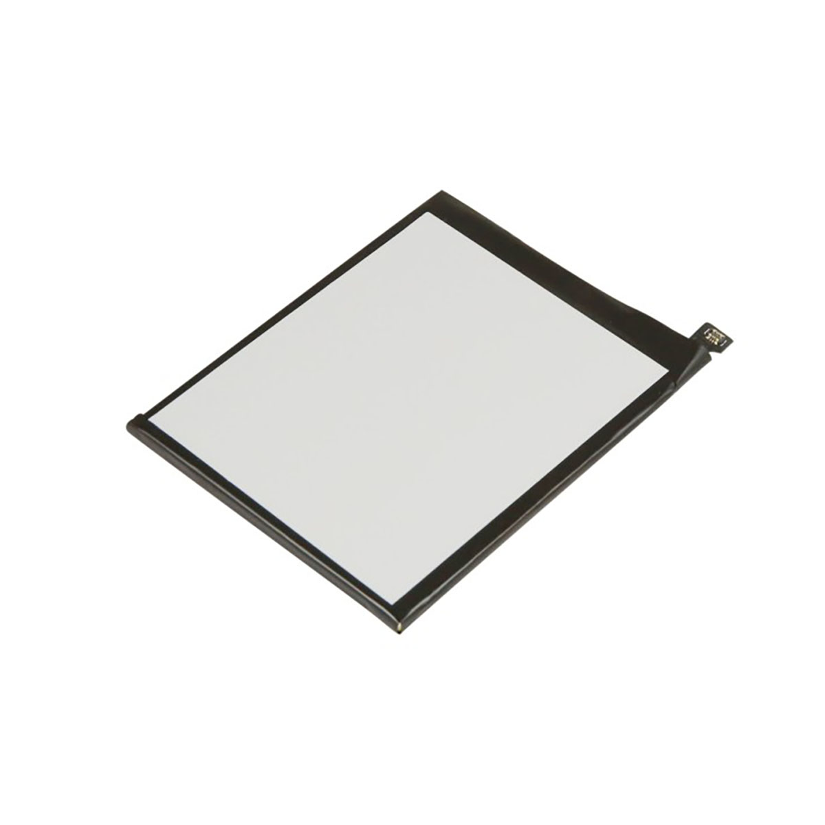 Una batteria piatta rettangolare con cornice nera e centro bianco.