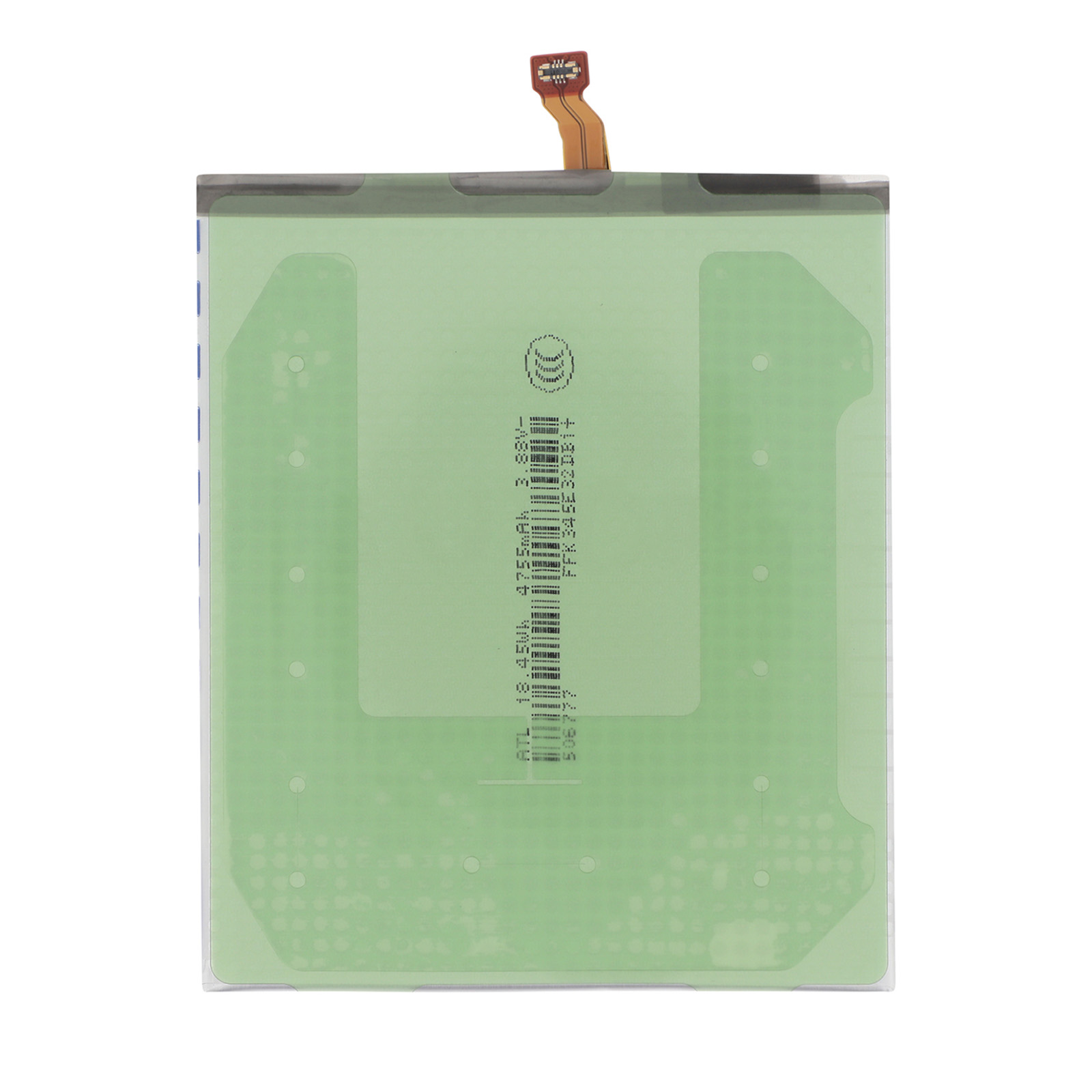 Un objet plat vert avec un connecteur de câble en haut.