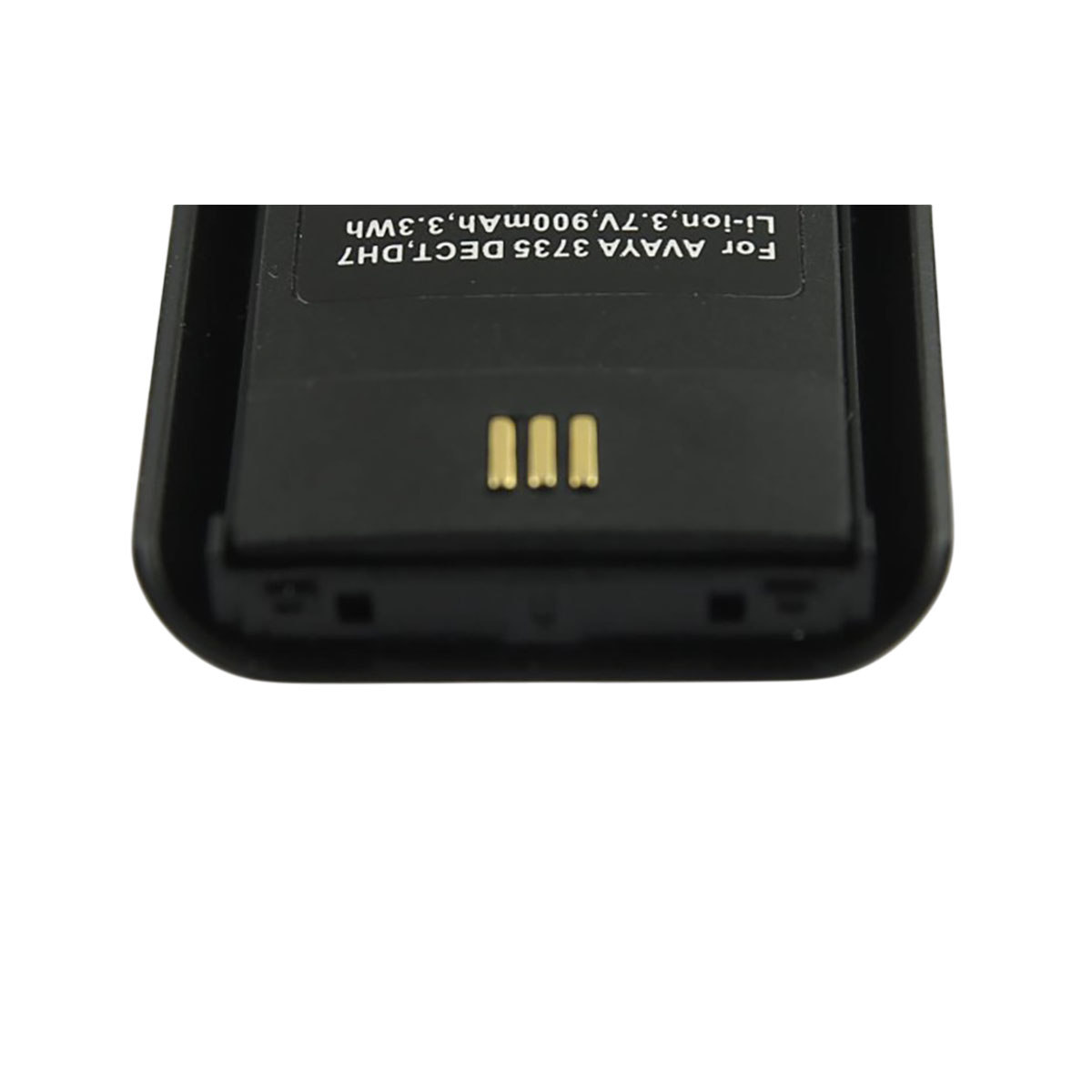 Batería negra con texto: AVAYA 3735 DECT, Li-ion, 3.7V, 900mAh.