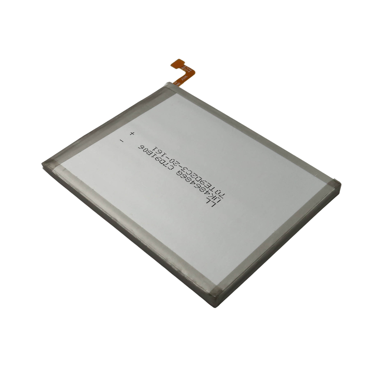 Una batteria rettangolare con un connettore a cavo piatto flessibile.