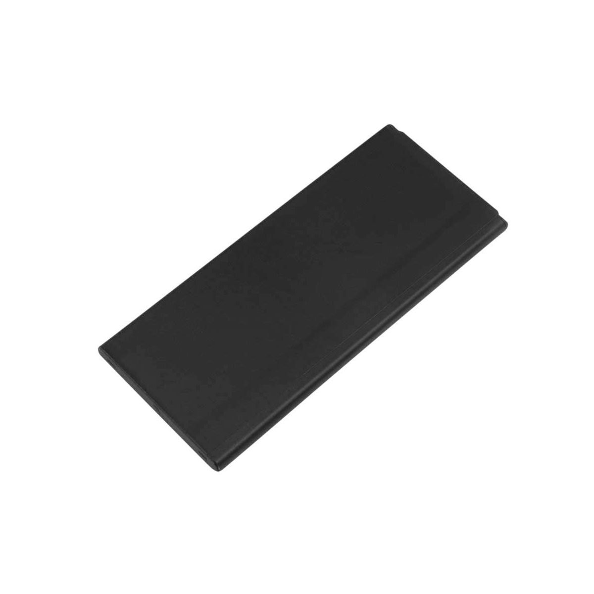 Ein schwarzes, rechteckiges Objekt mit abgerundeten Kanten auf weißem Hintergrund.