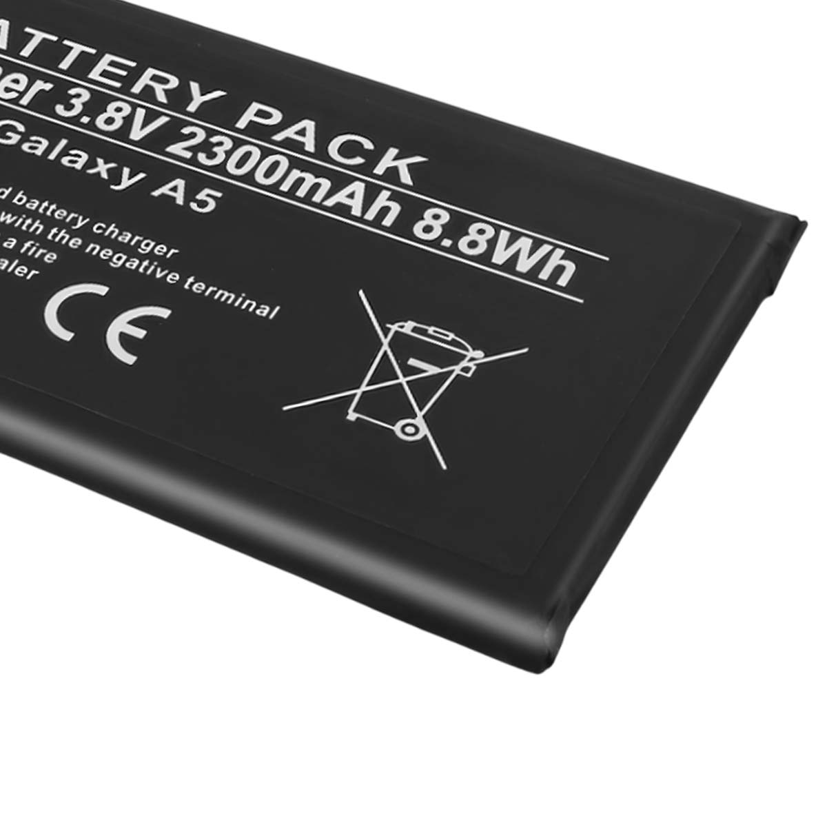 Batteria nera per Galaxy A5, 3,8V, 2300mAh, 8,8Wh, con marchio CE.