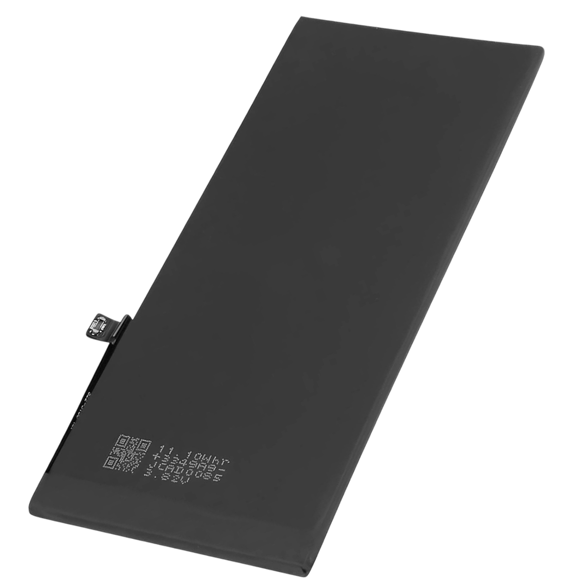 Batteria nera con cavo di collegamento e marcature.