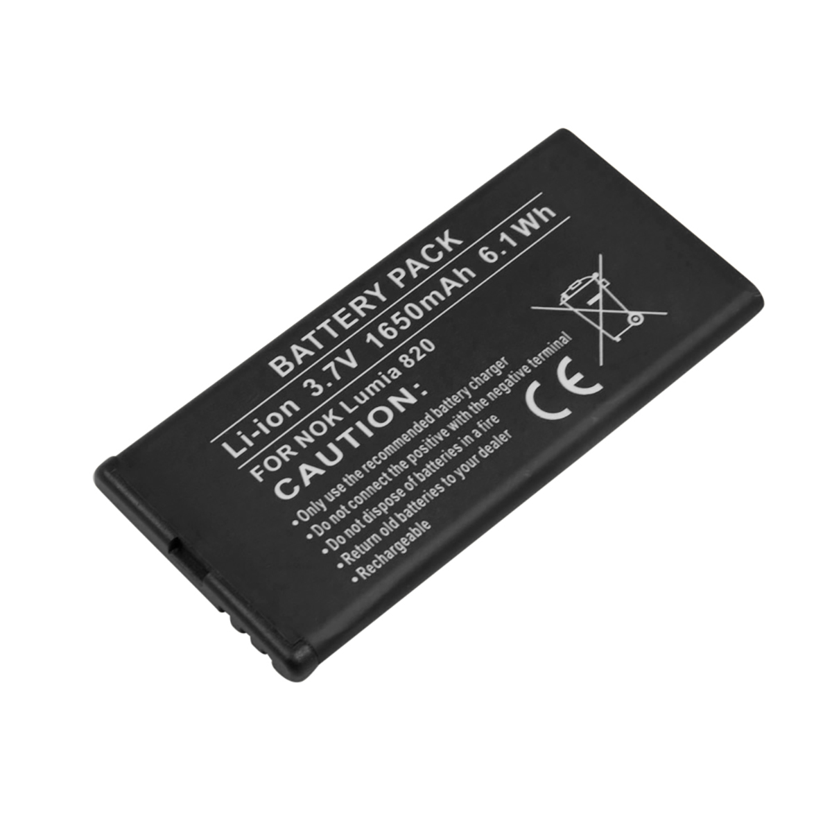 Batteria nera per Nokia Lumia 820, 3,7V, 1650mAh, 6,1Wh.