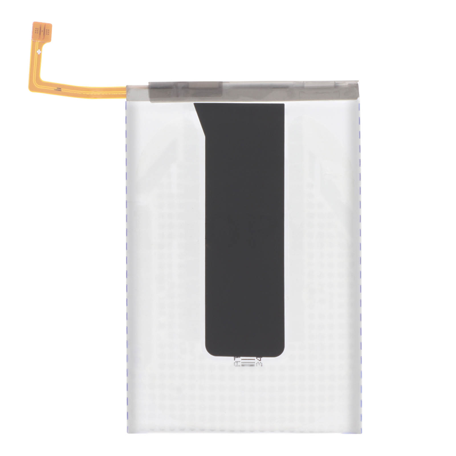Una batería rectangular con carcasa blanca y franja negra.