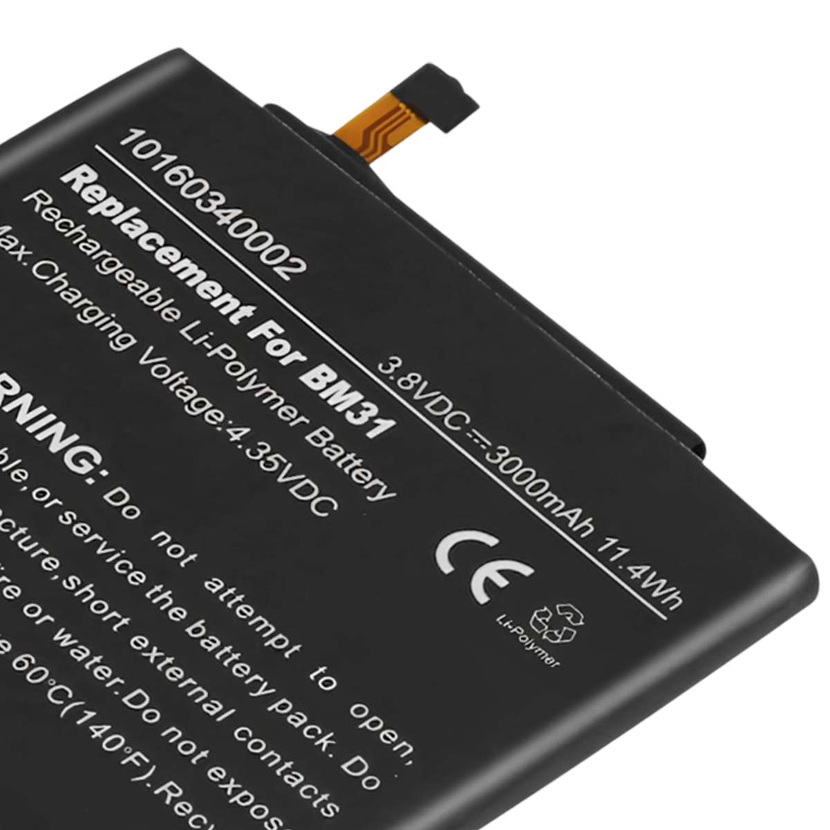 Batteria di ricambio nera BM31, 3,8V, 3000mAh, Li-Polymer.
