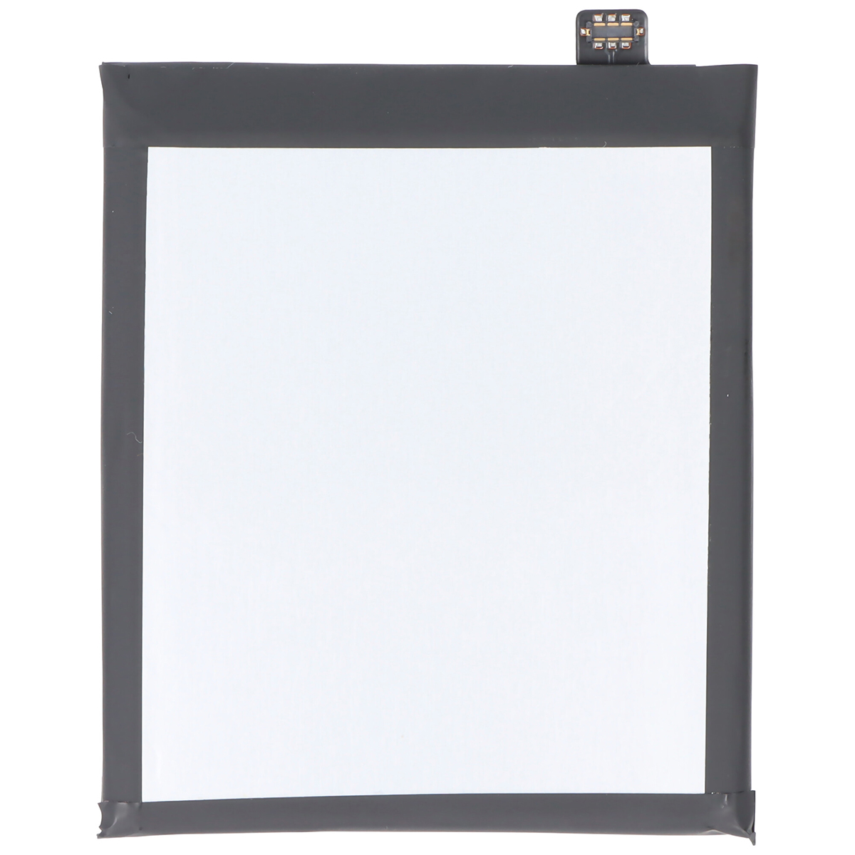 Una batteria rettangolare con bordo nero e centro bianco.