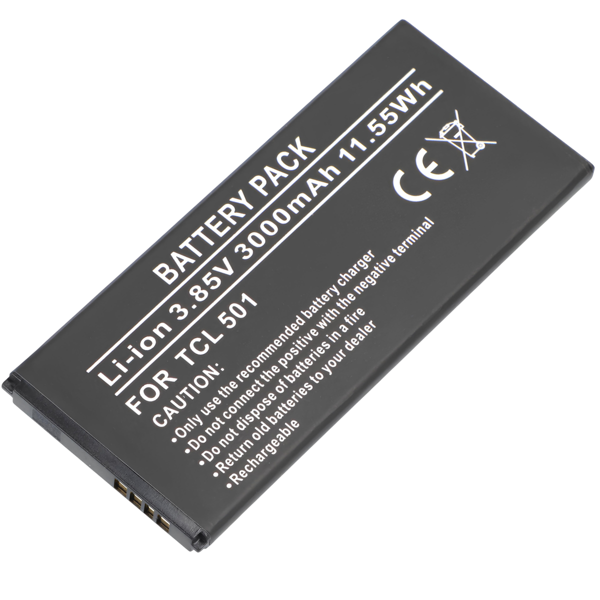 Batteria nera Li-ion per TCL 501, 3000mAh, con marchio CE.